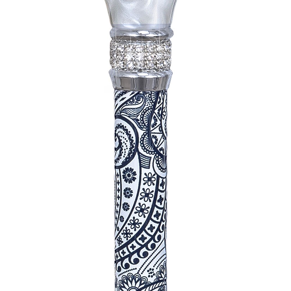 オシャレな黒と白のペイズリー模様の杖・ステッキ