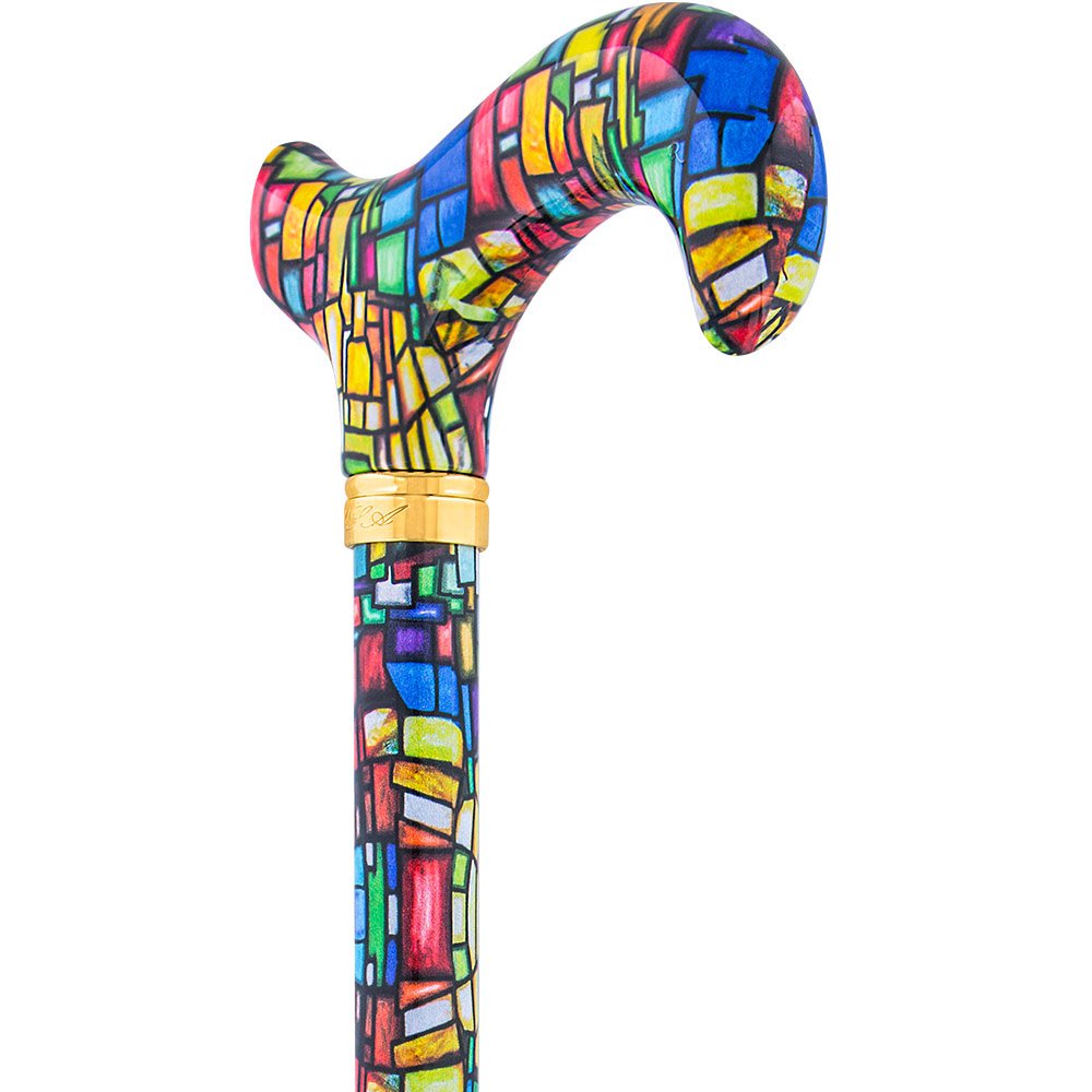色鮮やかなステンドグラスデザインの杖・ステッキ