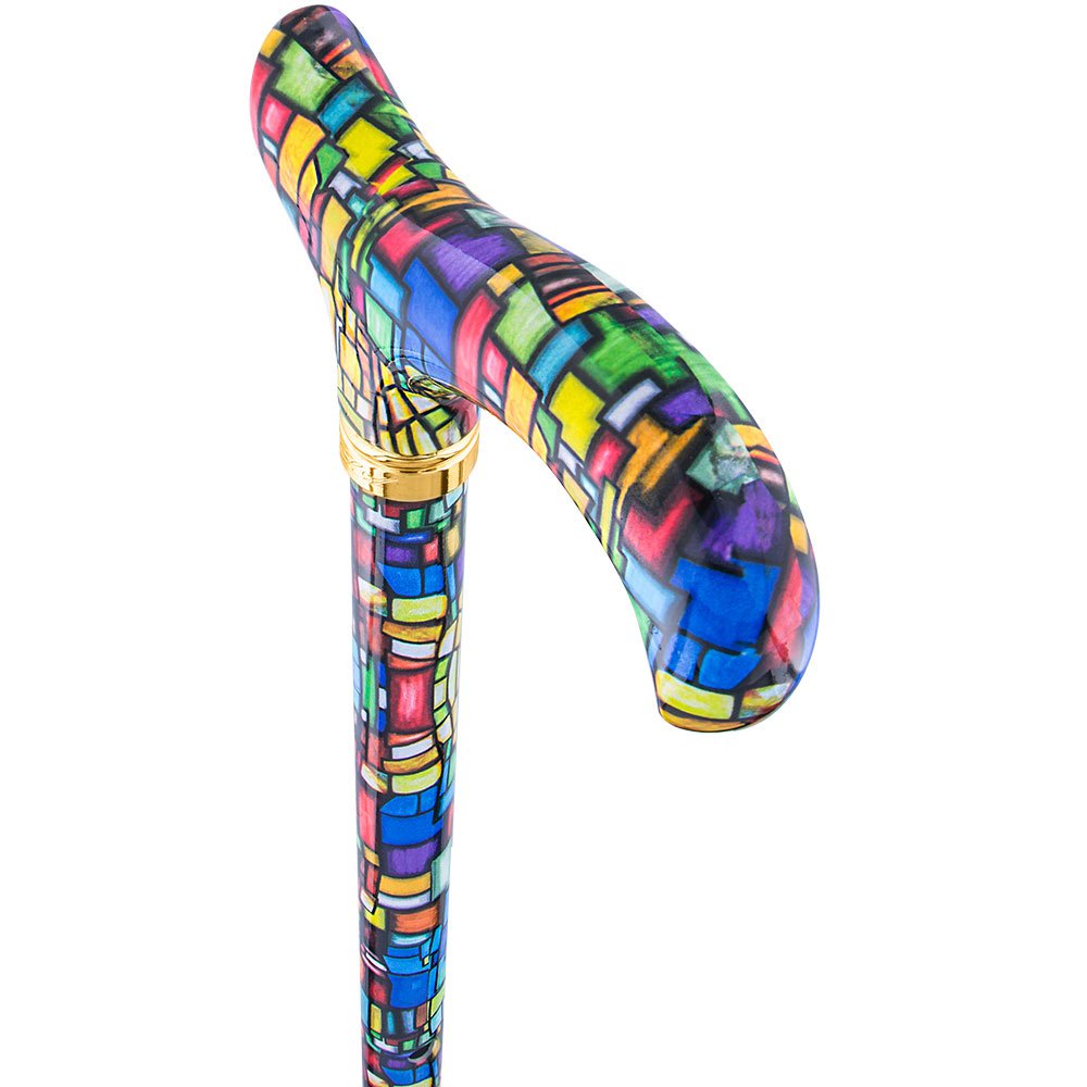 色鮮やかなステンドグラスデザインの杖・ステッキ