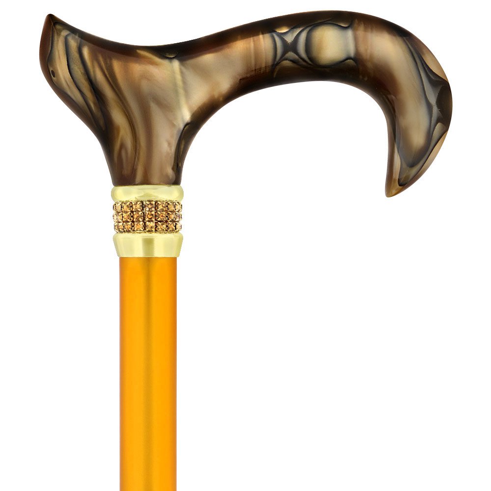 色鮮やかなゴールドカラーラインストーン付きおしゃれ杖・ステッキ