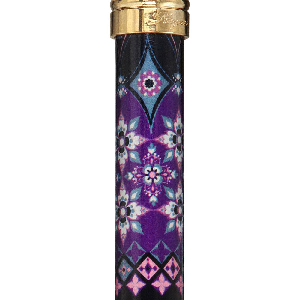 襟付きのかわいいパープルデザインのおしゃれ杖・ステッキ