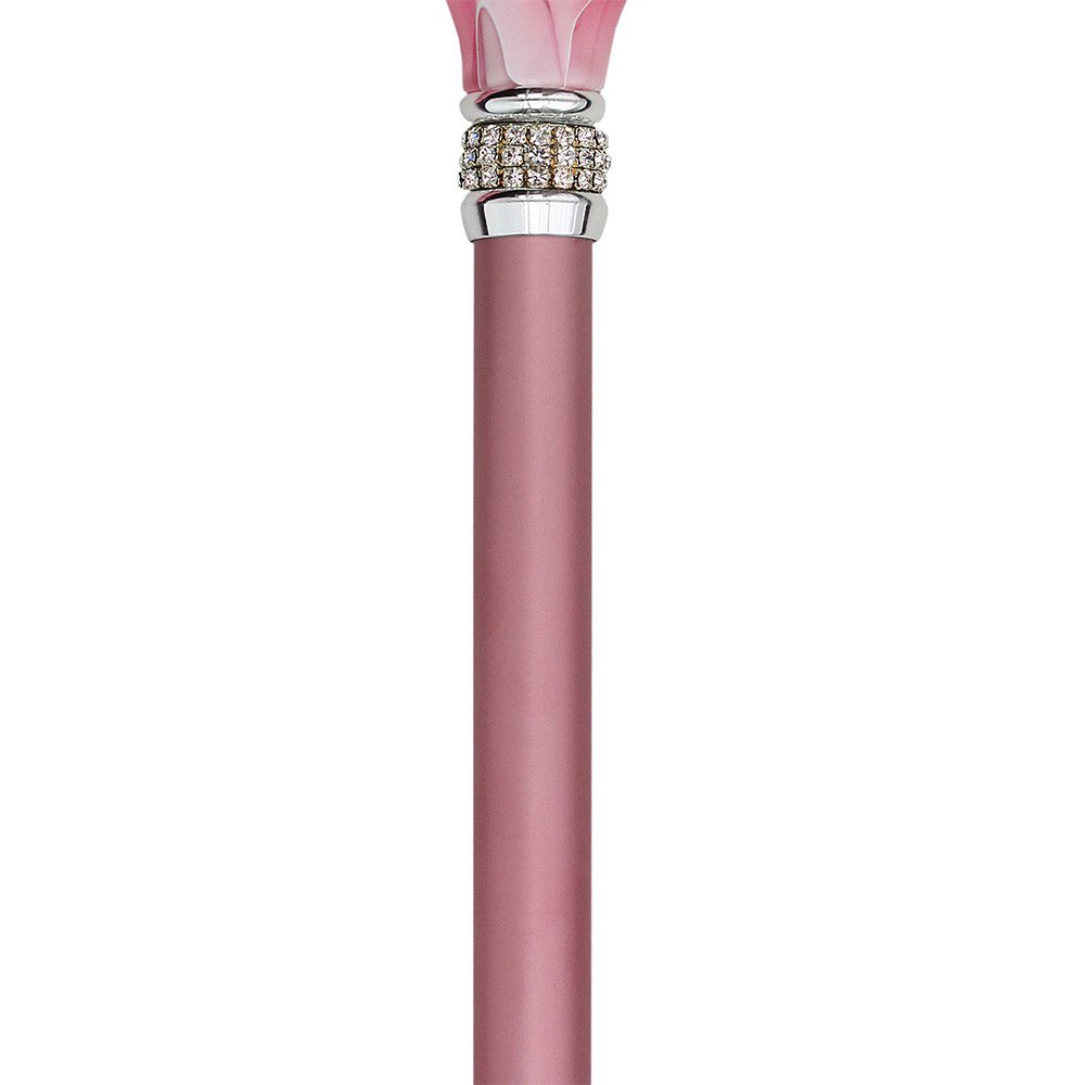 可愛いキュートなピンクパールラインストーン付きおしゃれ杖・ステッキ