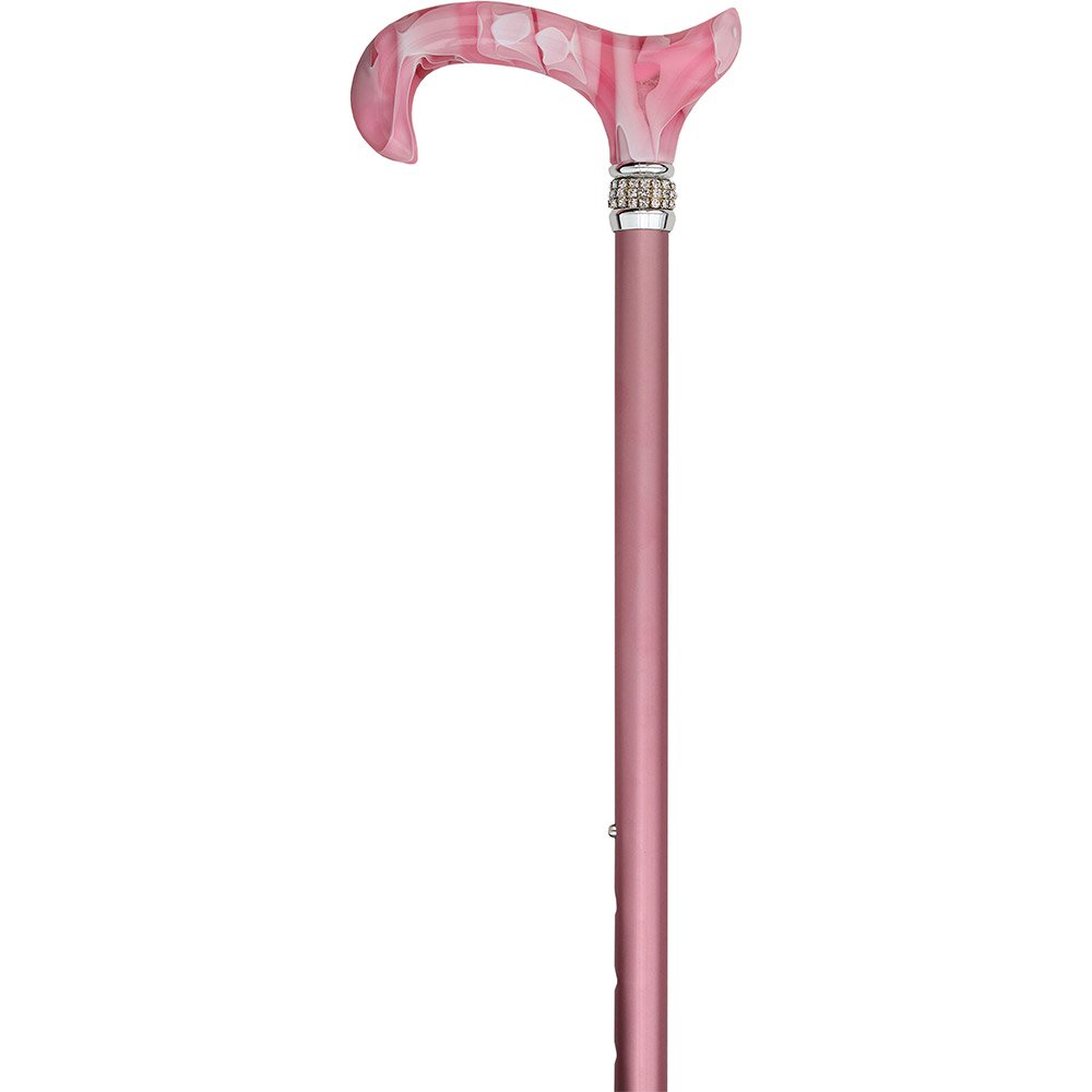 可愛いキュートなピンクパールラインストーン付きおしゃれ杖・ステッキ