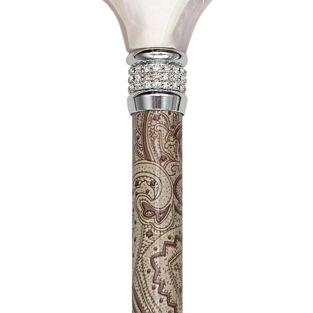 オシャレなブラウンと白のペイズリー模様の杖・ステッキ